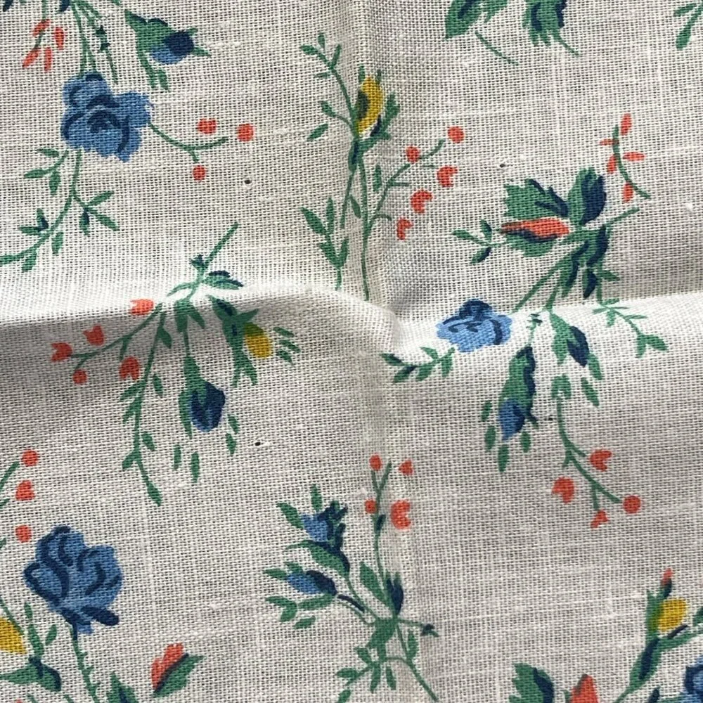 VTG Blue Floral Napkins (2) Blue White Orange STAINS Upcycle Crafting